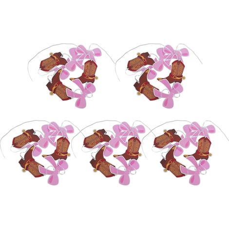 Lot de 5 Décorations Suspendues Bottes Cowboy et Nœuds Western en Papier Coloré pour Fête Révélation Ornement Thème Far West pour Garçon ou Fille Décoration Murale et Plafond (1/5)
