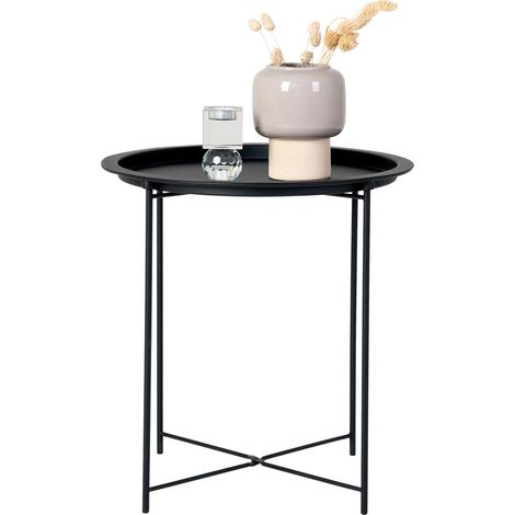 Tavolino d'appoggio Bastia in acciaio nero, ø47×50 cm