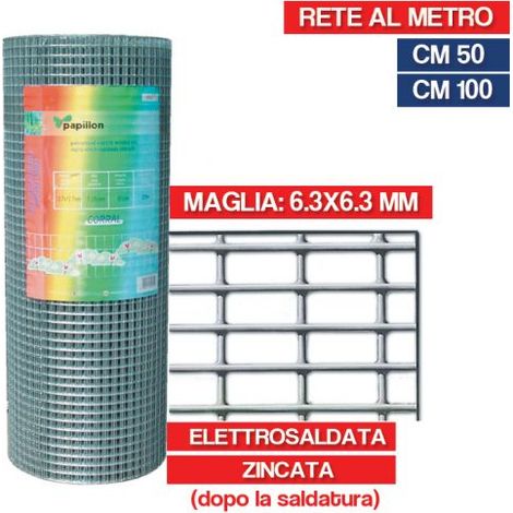 RETE METALLICA ZINCATA ELETTROSALDATA 6.3X6.3 RECINZIONE GABBIE CONIGLI 22724V CM 50 (22724) (1/3)