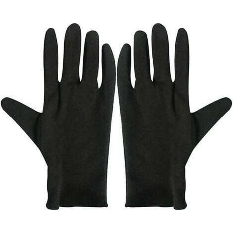 Moisturizing Cotton Gloves for Eczema. 12 Pairs of Black Cotton Gloves for Dry Hands.