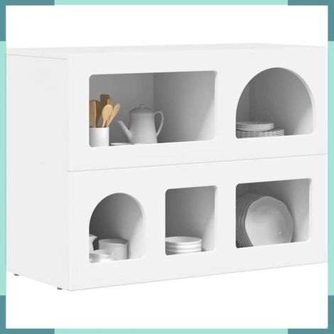 Meuble bas - 891324 - Blanc - 80,5 x 35 x 59 cm - Bois d'ingénierie (1/5)