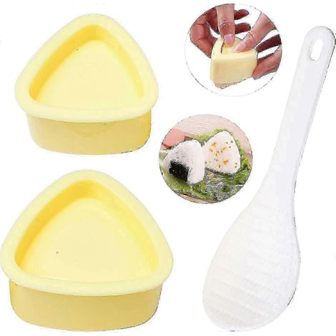 Moule à boulettes de riz triangulaires pour sushis  Moule à boulettes de riz à faire soi-même, idéal pour les boîtes à bento maison, en plastique beige
