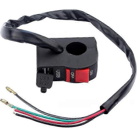 Interrupteur marche/arrêt universel 12 V 7/8 po pour guidon de moto avec chargeur USB et commande de phare, compatible moto et quad (1/5)
