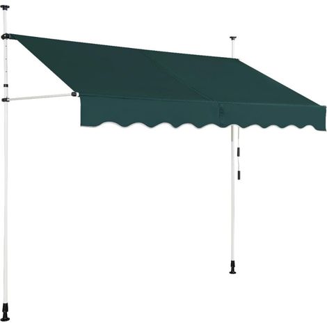 Toldo retráctil para balcón, 350 cm, resistente a los rayos UV, verde