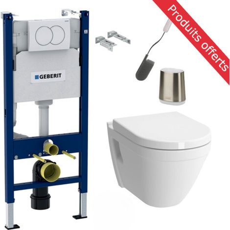 Pack inodoroBastidor  Geberit Duofix + Inodoro Vitra S50 + Asiento Softclose + Placa blanca + Escobilla GRATIS