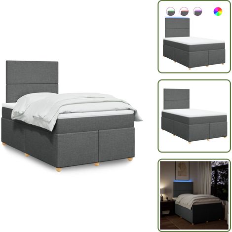 Boxspringbett mit Matratze Dunkelgrau 120x190 cm Stoff - Boxspringbett - Boxspringbetten - Bett - Bettgestell