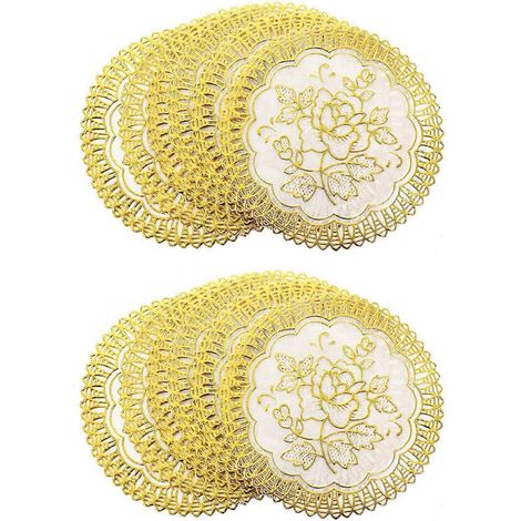 Ensemble de 12 sets de table exquis à motifs floraux dorés (1/5)