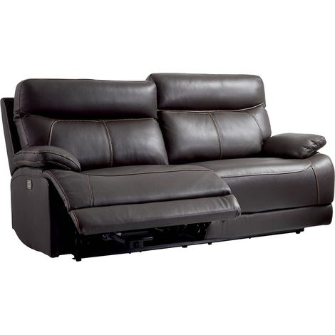 Altobuy – Canapé relax électrique 3 places cuir marron – Mécanisme relax avec 4 moteurs – Dimensions 194x155xH90 cm – Têtières réglables (1/4)