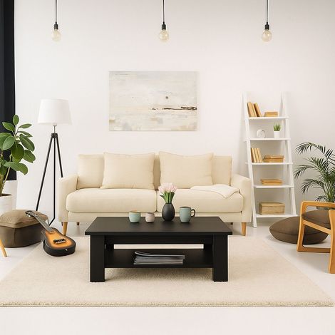 Coffee Table with Lower Shelf - Modern Design, Easy Clean (1/5)