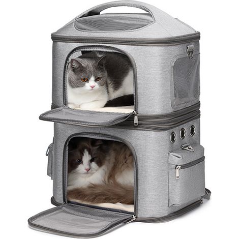 Sac à dos de transport pour chat démontable, double système respirant, protection confortable des épaules, parfait pour les voyages (1/5)