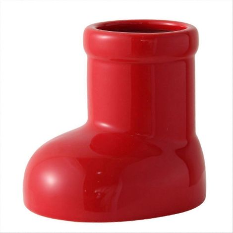Keramikvase in Stiefelform, niedlicher Stiftehalter im Cartoon-Stil, Tischaufbewahrung, Ikebana-Stil, stiefelförmiger Blumentopf, rote Wohndekoration (1/5)