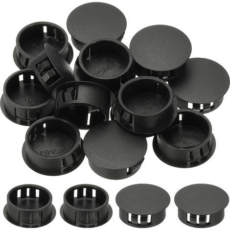 Bouchons en plastique pour trous, lot de 34 pièces, 25 mm (1 pouce), bouchons en plastique pour vis, clips, œillets, pour fixation de câbles sur bureau, noir (1/4)