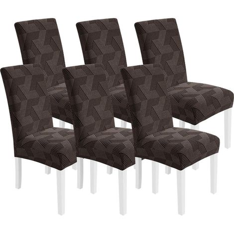 Stuhlhussen 6er Set, Stretchbezug für Hochlehner, Braun, Kratzfest, Waschbar (1/5)