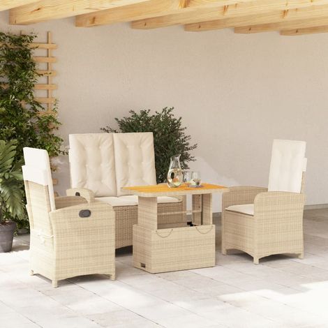 Ensemble à manger de jardin coussins 4 pcs-Salon de jardin beige résine tressée 978935 (1/5)