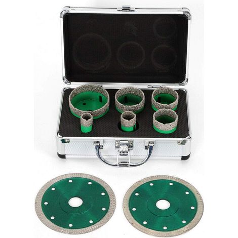 Jeu de scies cloches diamantées - 6 pièces, mèches de diamètre 20/25/40/45/50/68 mm, mèches M14 20-68 mm, disque coulissant, meuleuse d'angle pour un perçage précis (1/5)