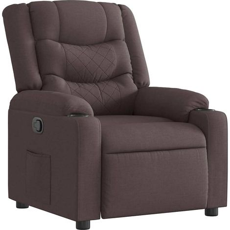 vidaXL Sillón reclinable de tela marrón oscuro (1/2)