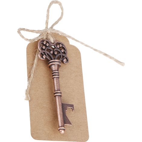 12-teiliges Set Vintage-Schlüsselanhänger in Schlüsselform, Flaschenöffner aus einer Legierung mit Etiketten, Kupferring (1/5)