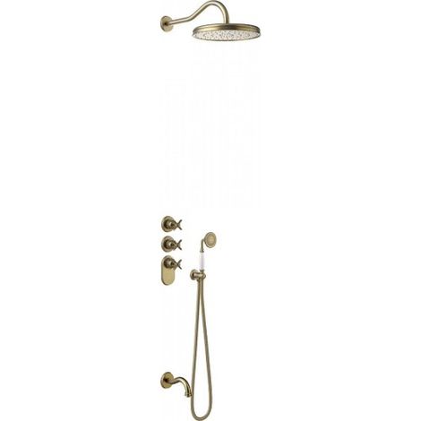 Kit thermostatique baignoire encastré Laiton Vieilli Mat 3 voies TRES-CLASIC COLOR - TRES 24235301LM (1/2)