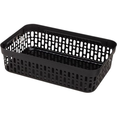 Cestino portaoggetti in plastica per bagno, cucina e ufficio, 22x14,5x6 cm, nero, Lidia (1/5)