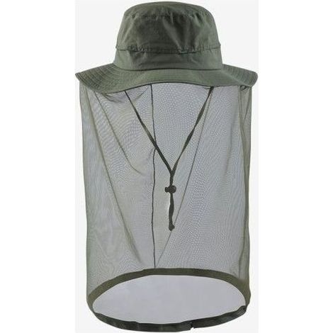 Gorro de apicultura con mosquitera/malla antiinsectos integrada, protección facial - Verde militar (1/5)