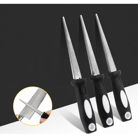 Lot de 3 limes demi-rondes miniatures en diamant, manche noir et blanc, grain fin, 140 mm, pour céramique et alliages, précision (1/5)