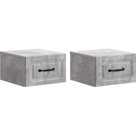Wall-Mounted Bedside Cabinet with Drawer 2 pcs Concrete Grey vidaXL