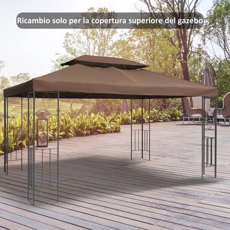 Couverture plafond jardin jardin en polyester étanche anti-UV remplacement toit - Dimensions: 3x4m - Couleur: Marron