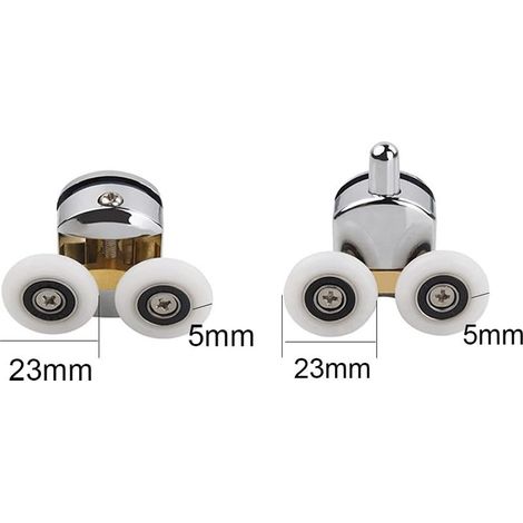 Roulettes Doubles de Rechange Lot de 4 Roulettes Doubles Roues de Fixation de Rechange Roulette Porte Coulissante Galet Porte Rouleau Roulette Roue Roulettes pour Porte de Douche 23mm