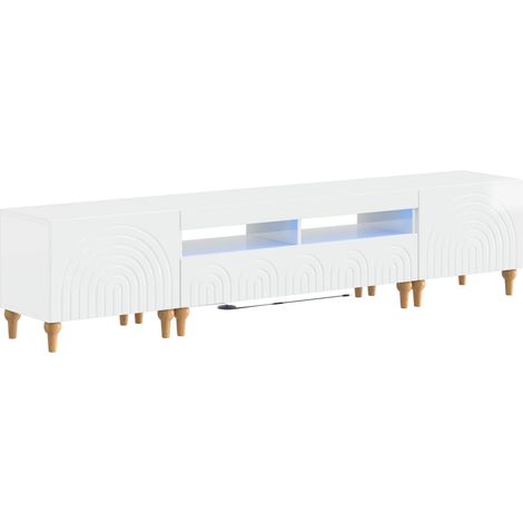 Maison Exclusive - Mobile TV LED a 3 pezzi Bianco Lucido Legno ingegnerizzato (1/5)