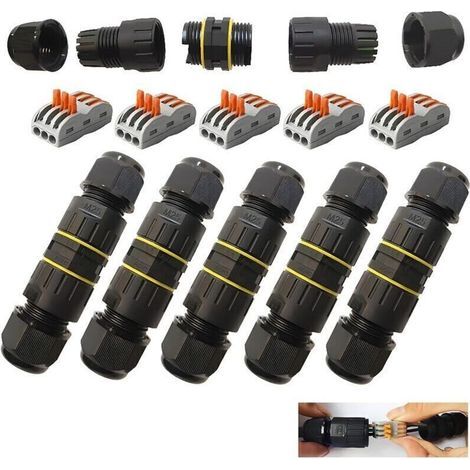Raccord Électrique Étanche IP68 Boîte de Dérivation Extérieure 3 Voies pour Câble 6 à 11 mm Lot de 5 (1/5)