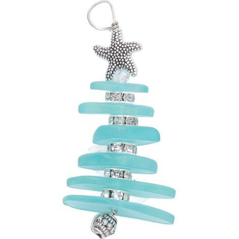 Sapin de Noël en verre marin fait main, décoration de Noël sur le thème de l'océan pour la maison, ornement festif pour les fêtes (1/5)