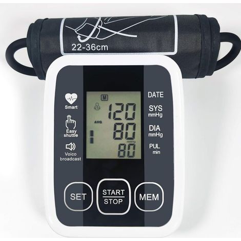 Tensiomètre Electronique à Bras Avec Brassard Réglable 22-36 cm, Mesure Automatique De La Tension Artérielle, Certifié Médicalement, Grand Ecran LCD