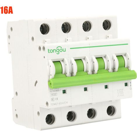 Rosvola Disjoncteur miniature TOMC7-63 380V / 415VAC 4P Disjoncteur Protection contre les fuites de type C Commutateur d'air Court-circuit Capacité de rupture 6KA,16A (1/5)