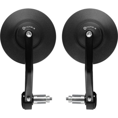Rétroviseurs moto embout de guidon ronds CNC aluminium noir anti-reflets (1/5)