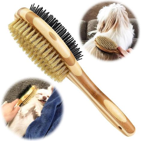 Brosse pour Chien/Chat Double Face, Peigne de toilettage de chien pour massage et perte de fourrure, Poils Doux, Idéal pour les Animaux à Poil Court, Moyen et Long (1/4)