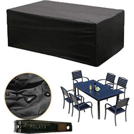 Housse de protection mobilier jardin - - Étanche - Noir - 180x120x74 cm (1/2)