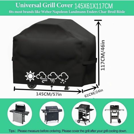 Telo di copertura per barbecue da esterno, copertura per barbecue, copertura per piastra da esterno, telo per barbecue da esterno, copertura per griglia antivento/resistente ai raggi UV, 420D (145x61x (1/5)