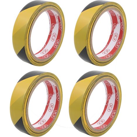 25mm x 17M PVC Gestreifte Bodenbegrenzung Warnhahn Schwarz Gelb 4Pcs