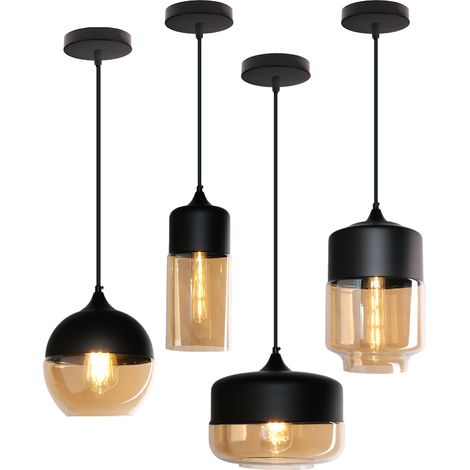 4 Pezzi Lampadario a Sospensione in Vetro Lampada da Soffitto Moderna Semplice per Cucina Sala da Pranzo Camera da Letto (1/5)