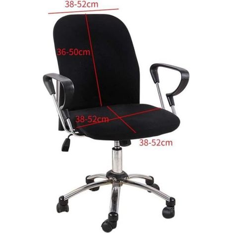 Housse de Chaise - Élastique - Démontable - Pour Chaise de Bureau - Noir - 1 Pièce (1/4)