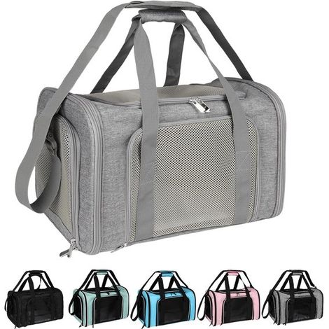 Panier pour chiens et chats - Panier de transport souple pour animaux de compagnie de petite, moyenne et grande taille - Panier de voyage pliable, approuvé pour l'avion - Gris - 45cm30cm30cm - 1 pièce (1/5)
