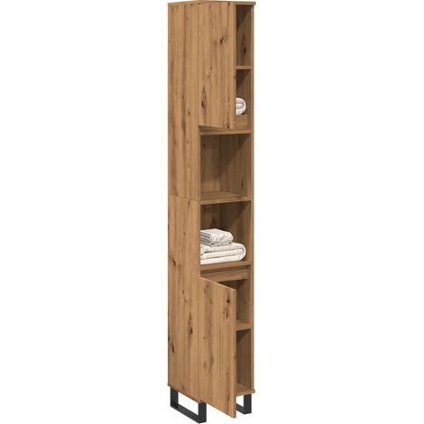 vidaXL Armadietto Bagno Rovere 30x30x190 cm Legno Multistrato (1/5)