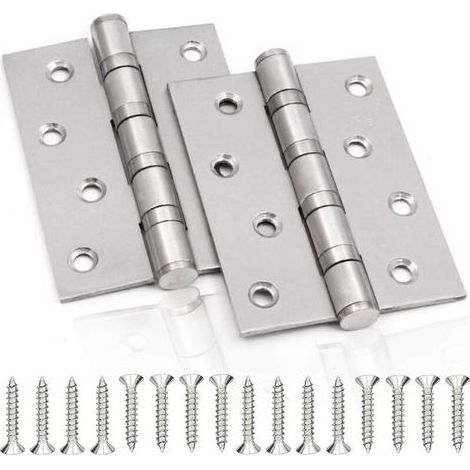 pair Charnière de Porte en Inox，2 Pcs Charnières De Porte Charnières Pliables Charnières Inox Épaisseur 3mm Paumelle，pour Portes massives intérieur (Silver，10075mm) (1/5)