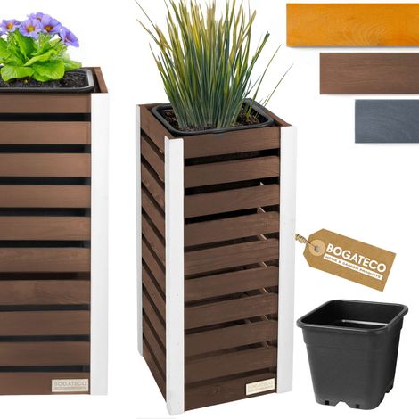 Jardinière Bois Bogateco 82x36x36 cm avec Bac Brun Foncé (1/5)