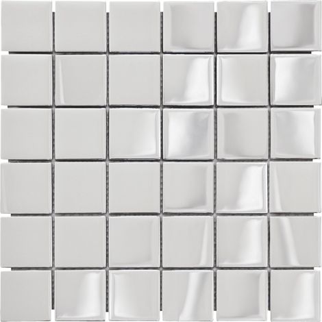 MOSAIQUE TENDANCES GRAND CARRE CHROME 1 PLAQUE 30,5 x 30,5 CM CASA LINEA