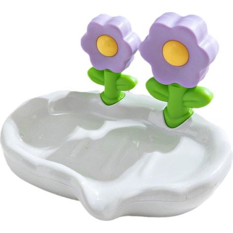 Boite A Savon - Forme Fleur - Drainage Par Trous - ABS - Pour Salle De Bain - 1 Pièce (1/5)
