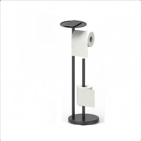 Porte papier toilette SUS304 noir mat/acier inoxydable avec étagères, porte rouleau de papier toilette avec fonction de rangement, distributeur de papier toilette pour salle de bain (1/5)