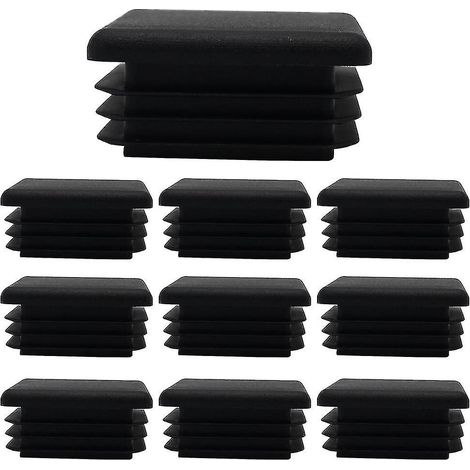 Bouchon carré en plastique noir de 80 mm pour embout de tube ou de pied de chaise (10 pièces). (1/4)