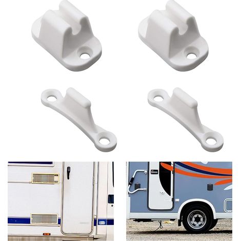 2 Pièces Arrêt Retenue de Porte en Forme de T Caravane, Serrure Porte pour Camping-Car et Caravane, Serrure Blanche pour Compartiment pour Camping-Car Bateau (1/5)