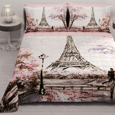 Couvre-lit d'été 220x260 cm 100 g/m² Double Face, Couette légère pour lit Une Place et demie, Printemps, Modèle Paris, 100% Fabriqué en Italie (1/5)